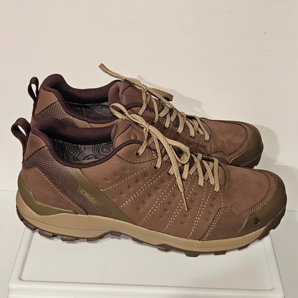 Oboz Bozeman Low Hiking Shoes Mens 11 Brown Nubuck Leather Trail Sneakers